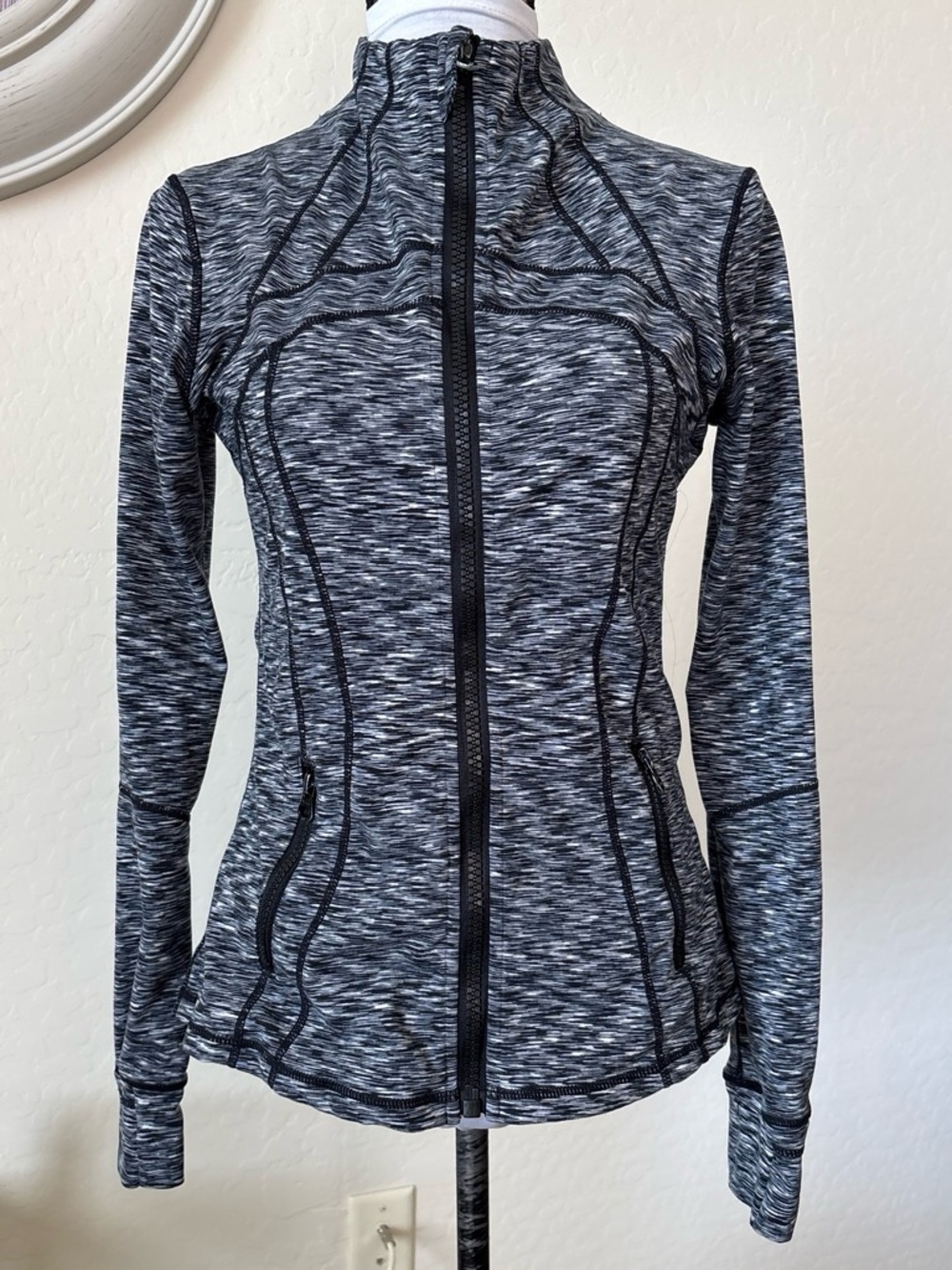 Lululemon Define Jacket Dramatic Static 8 Black White Pink Luon Zip Pockets